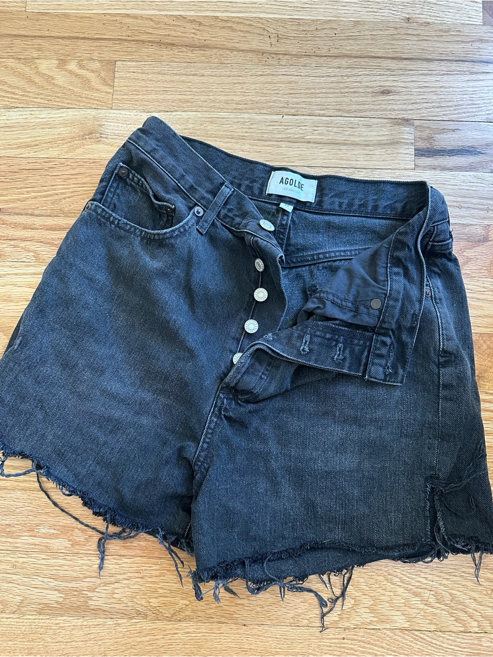 Agolde Dee Shorts - Black with side slits - Picture 2 of 4